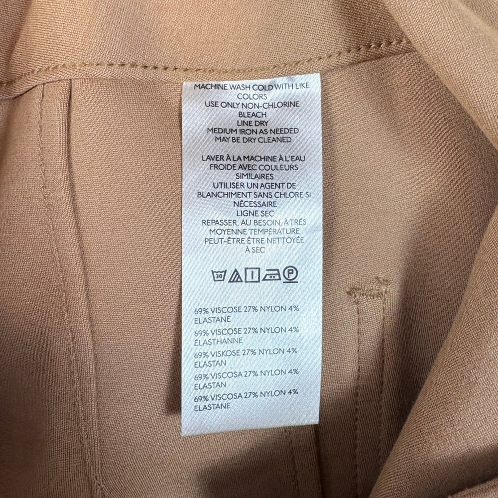 Maeve The Colette Pants Women 33 Tan Good Wide Leg Cropped High Rise Ponte - Picture 7 of 13